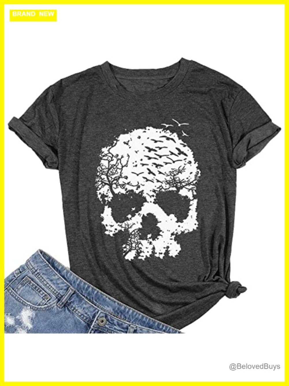 Women's Skull Graphic Tee Gothic Horror Short Sleeve Crew Neck T-Shirt